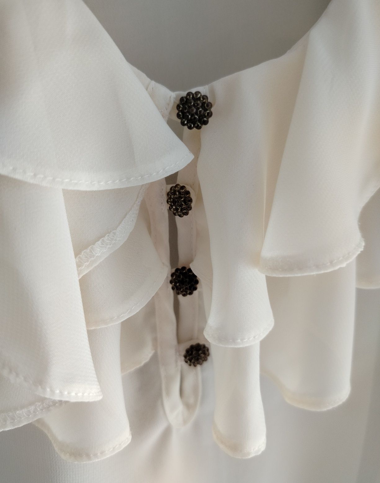 XS S M kremowa koszula vintage retro babydoll falbany żabot cudna