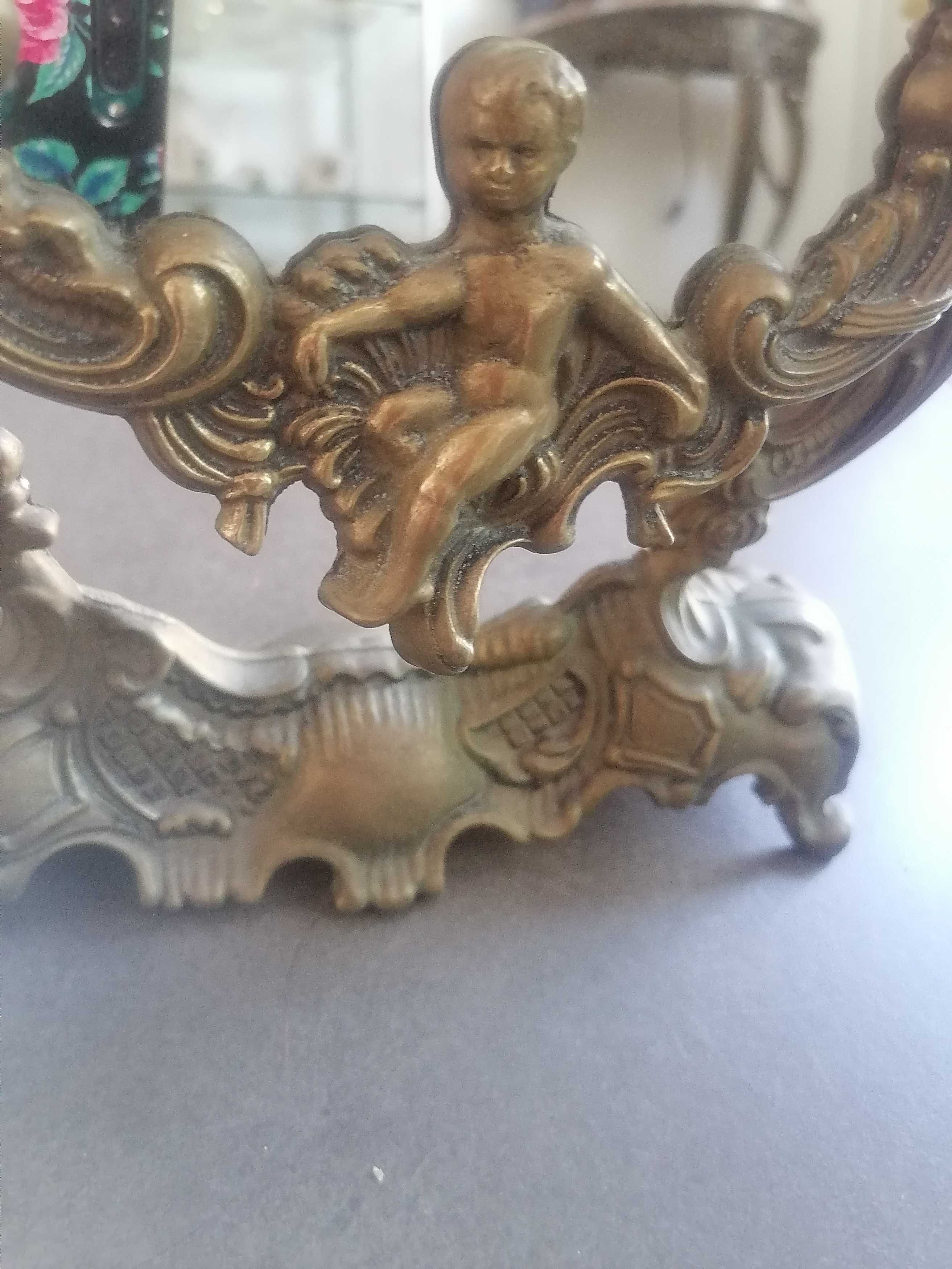 Lusterko stojące mosiężne vintage