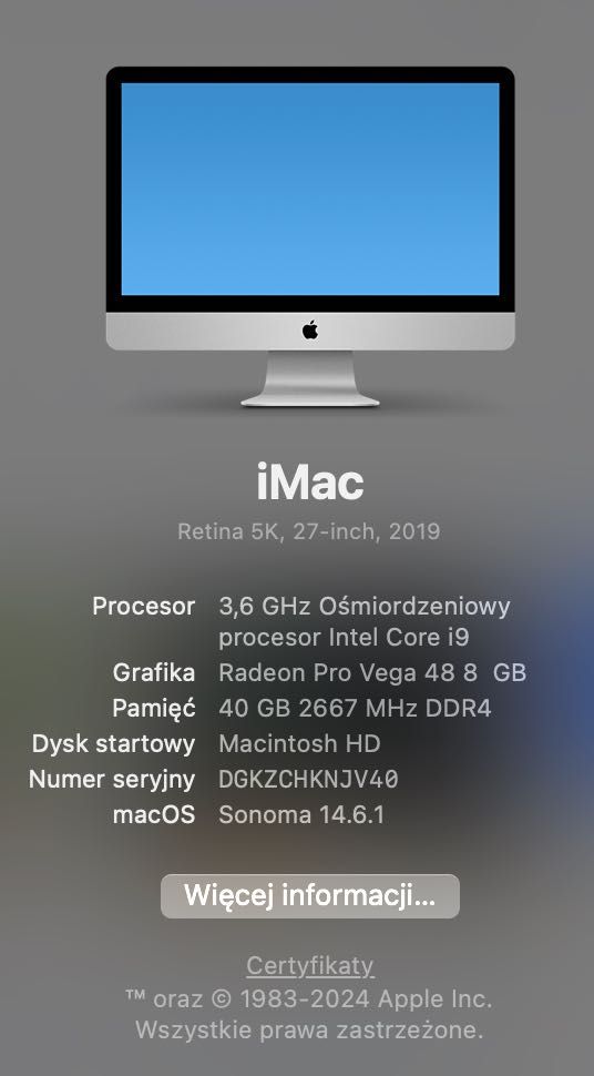 Sprzedam iMac 27 5K / i9