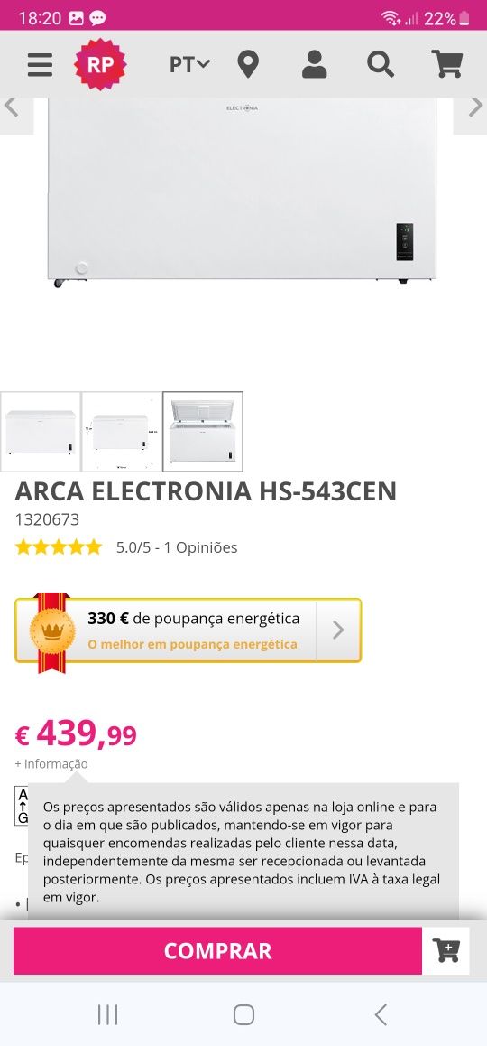 Arca frigorifica com 5 meses de uso