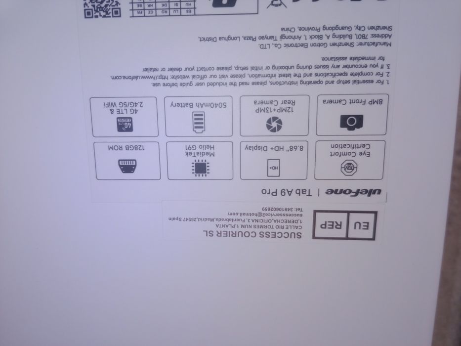 Android 15 4/128Gb G91 планшет Ulefone tab A9 pro