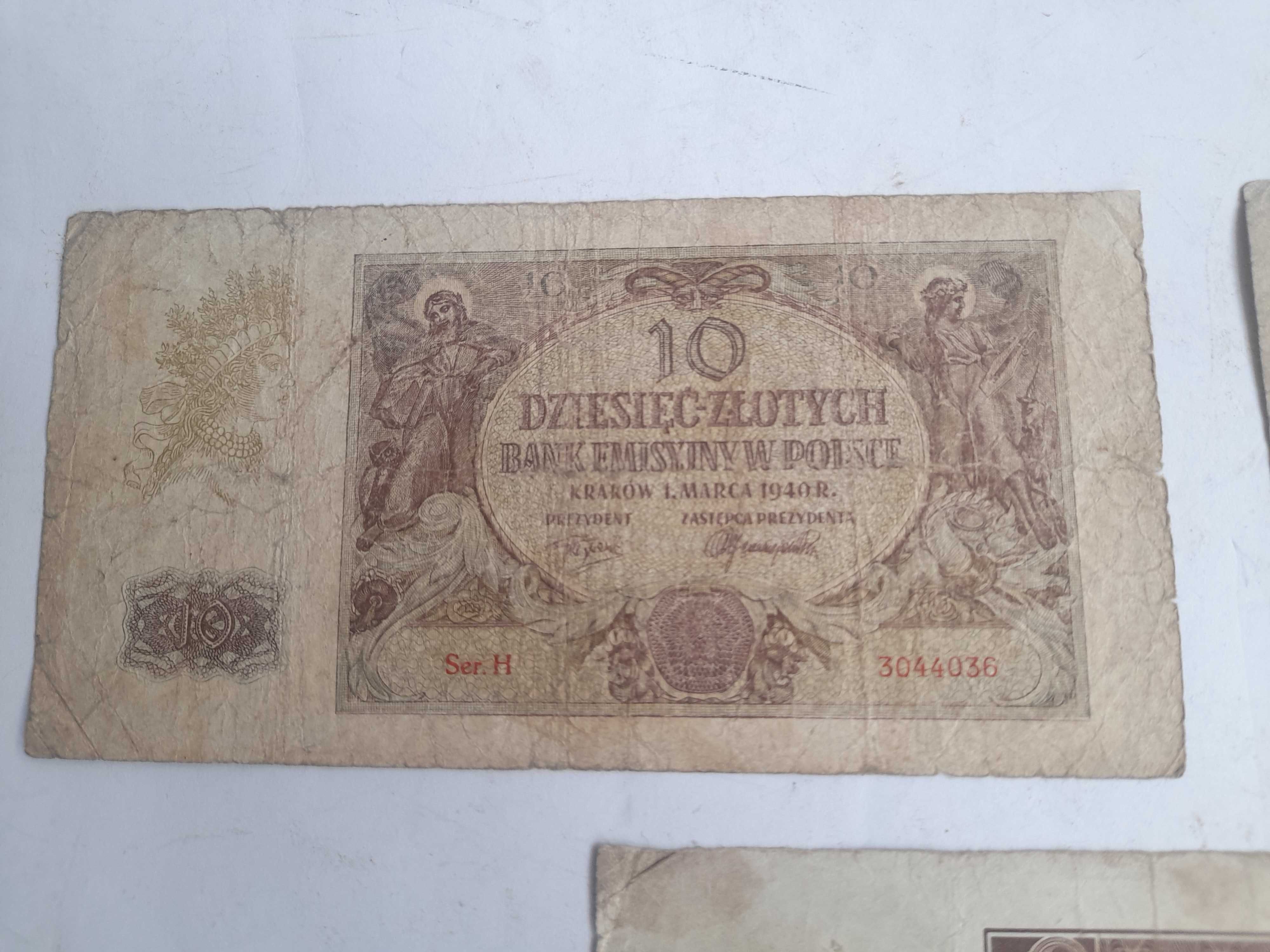 Stare polskie banknoty 1940 rok okupacja - zestaw 3 sztuki