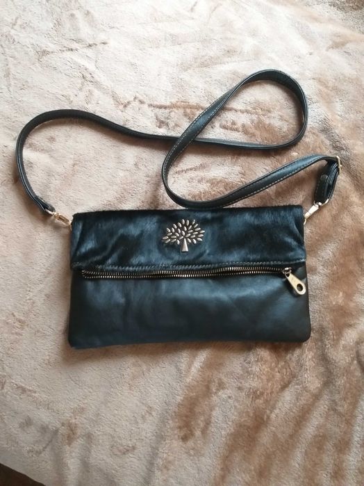 Чорний клач з натуральної шкіри, Mulberry