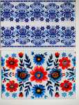 Smukee deska do krojenia szklana 2szt 20x30cm folklor kwiaty 561