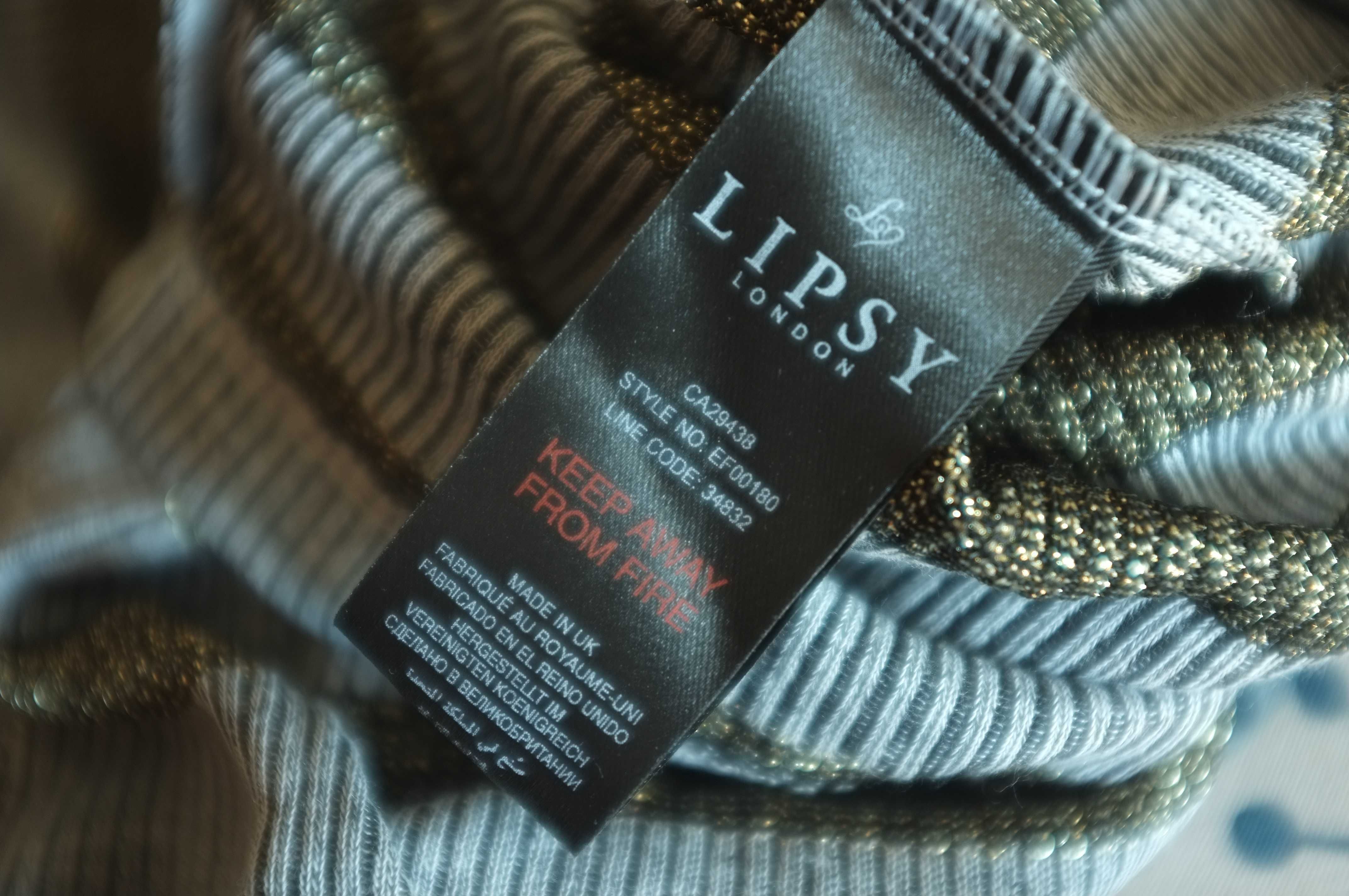 sukienka midi Lipsy London paski srebrna szara z golfem seksi opięta