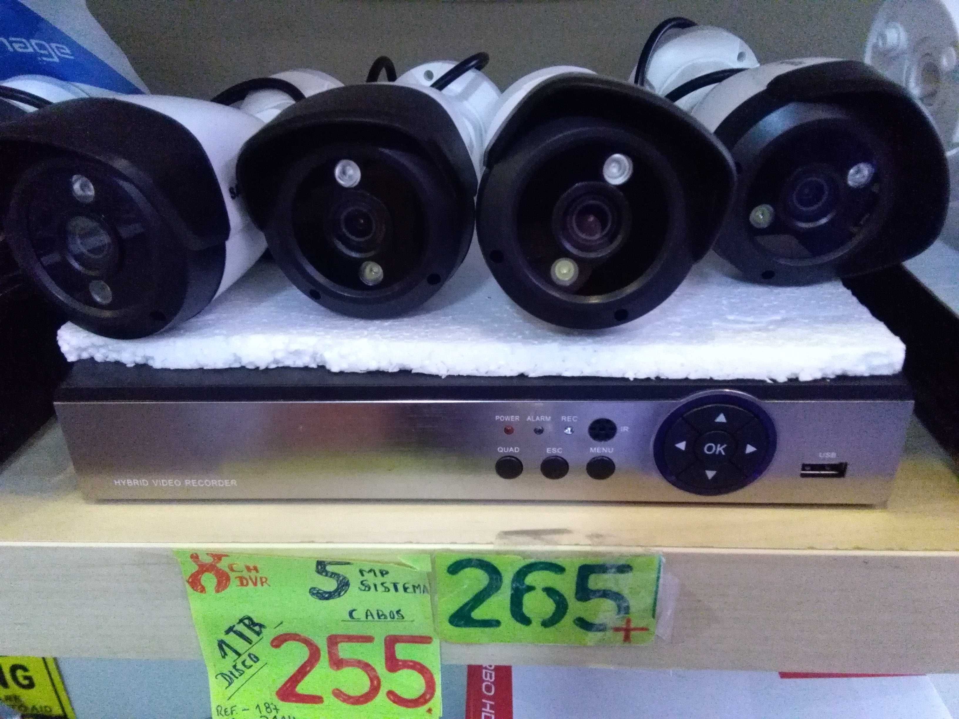 Videovigilancia kit de DVR 4ch  e 4 camaras  de 5Mpx, cabos
