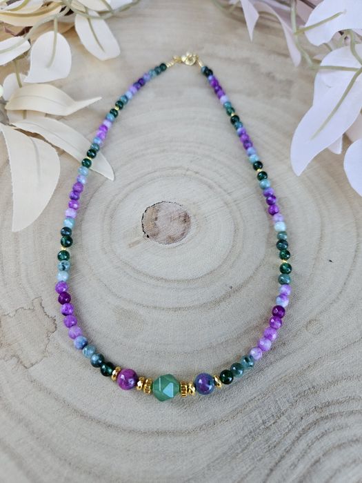 Naszyjnik Choker kamienie naturalne Jadeit Agat Hematyt