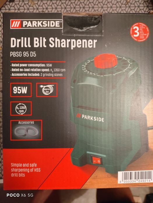 Parkside PBSG 95 D5 urządzenie do ostrzenia wierteł nowe