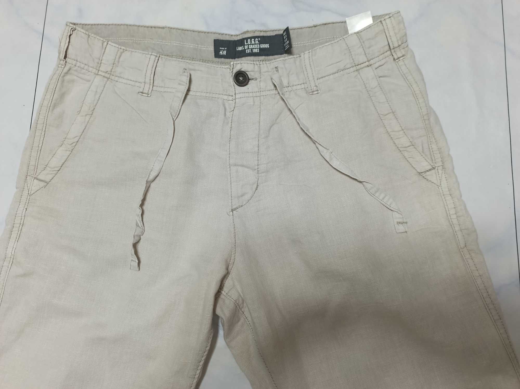 Мужские летние льняные штаны L.O.G.G. by H&M (EUR 32, укр. 50, беж)