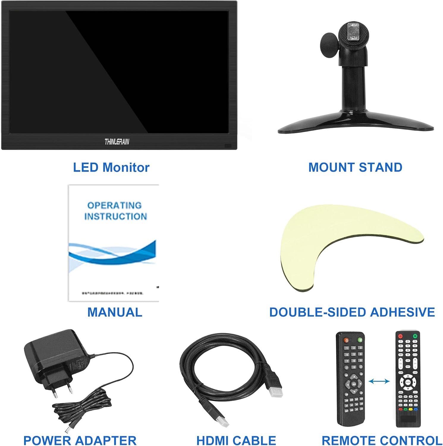 Monitor LED 13,3" do Komputera, konsoli CCTV, TV Box, z pilotem. Nowy!