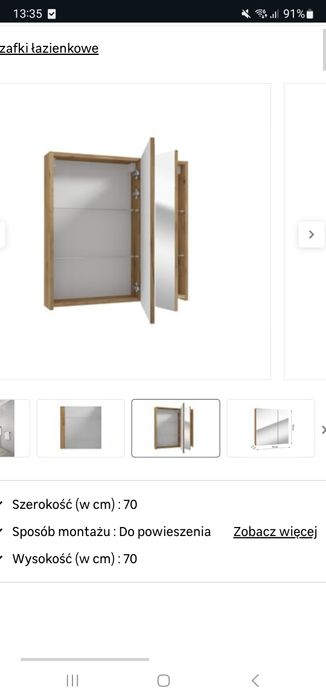 Szafka lustrzana Easier 70 x 70 otwierana Sensea nad umywalkę