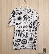Biało-czarny T-shirt męski, House Brand, rozmiar S
