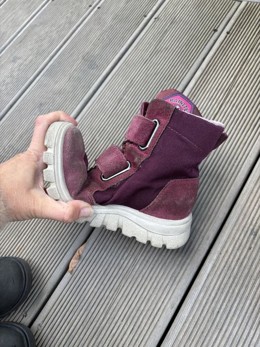 Skóra 32 kozaki śniegowce Naturino zapinane na rzep wełną skórzane