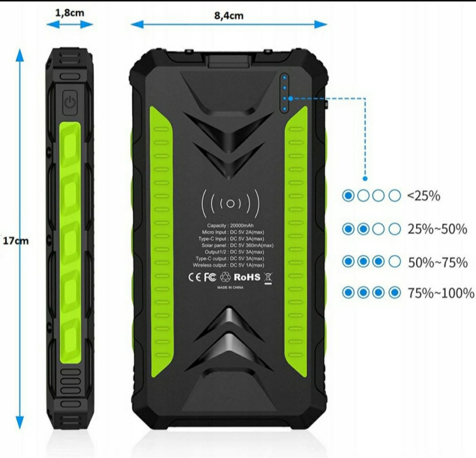 Power bank solar з сонячною панелью (павербанк)