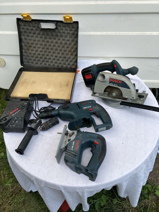 Zestaw Bosch SDS Pilarka GKS 24v Młot udarowy GBH 24 vf wyrzynarka Gst