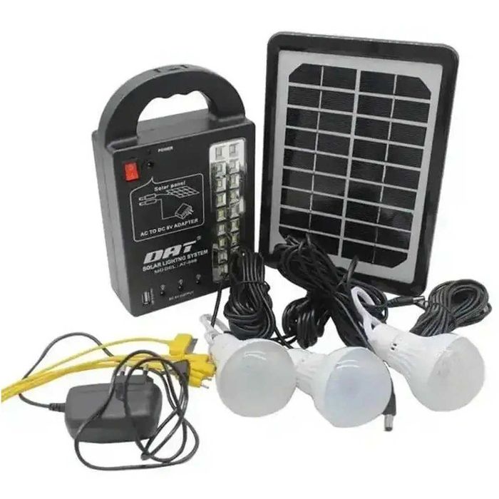 Зарядна станція Solar Dat AT-999 з сонячною панеллю, прожектор,батарея