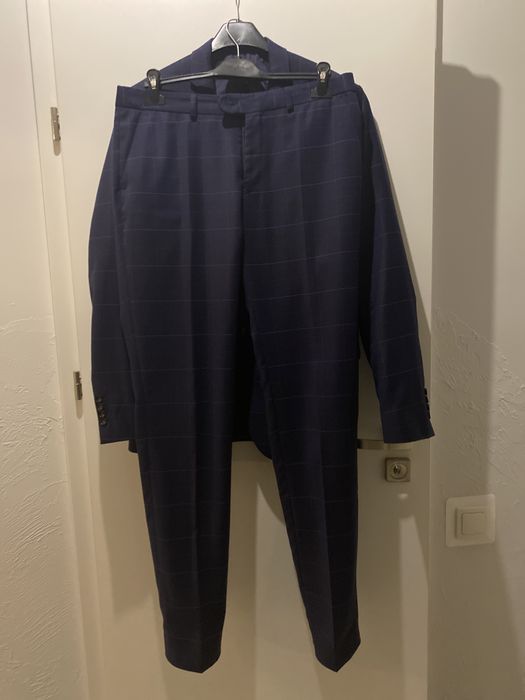 Garnitur granatowy w kratkę Jan Kowalski