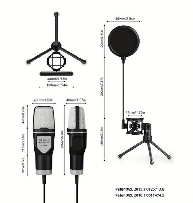 Microfone gaming e podcasting + braço articulado