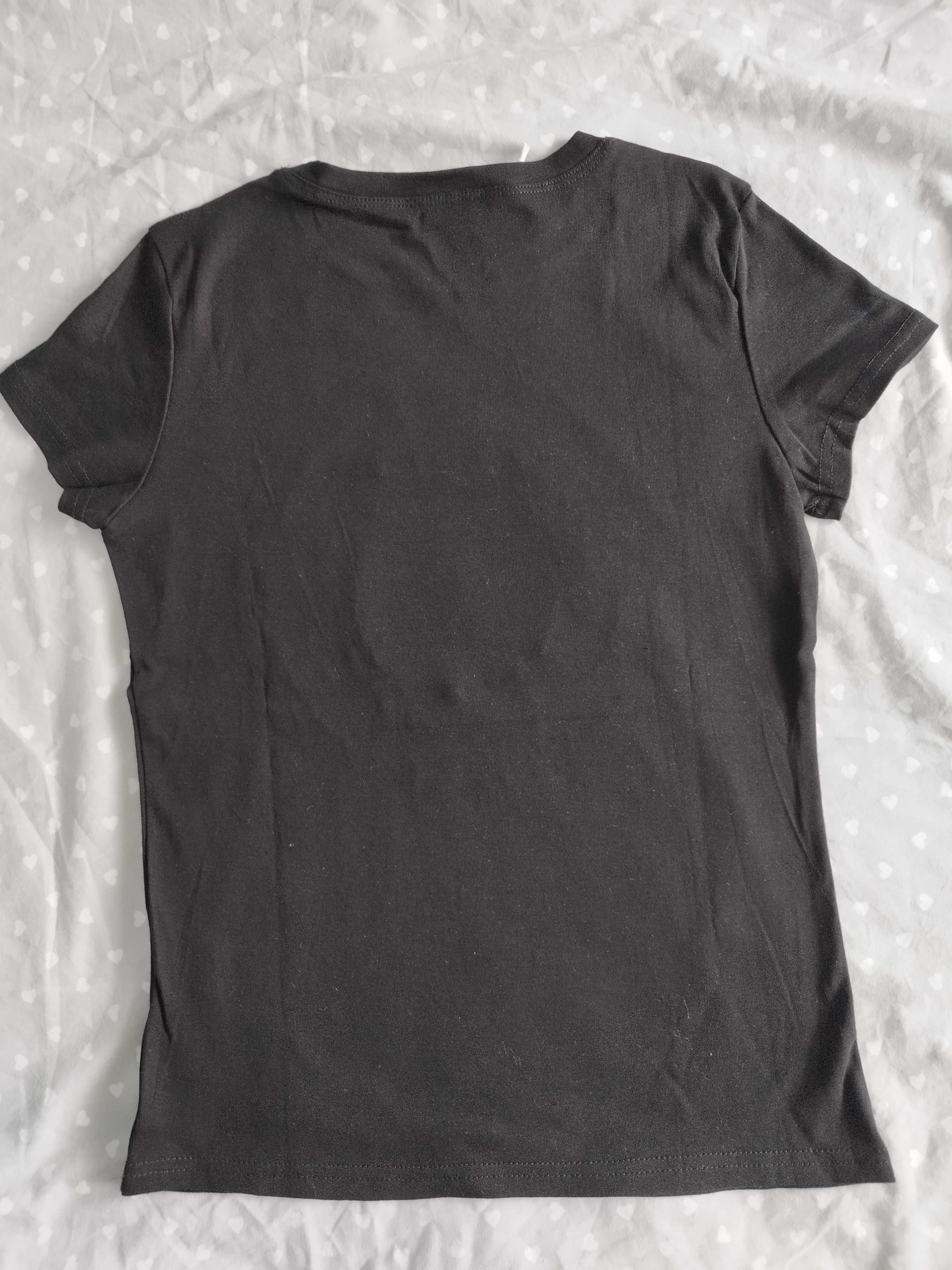 Czarna koszulka Studia Eleven, cekiny Tygrys, rozm. L/XL, Nowa
