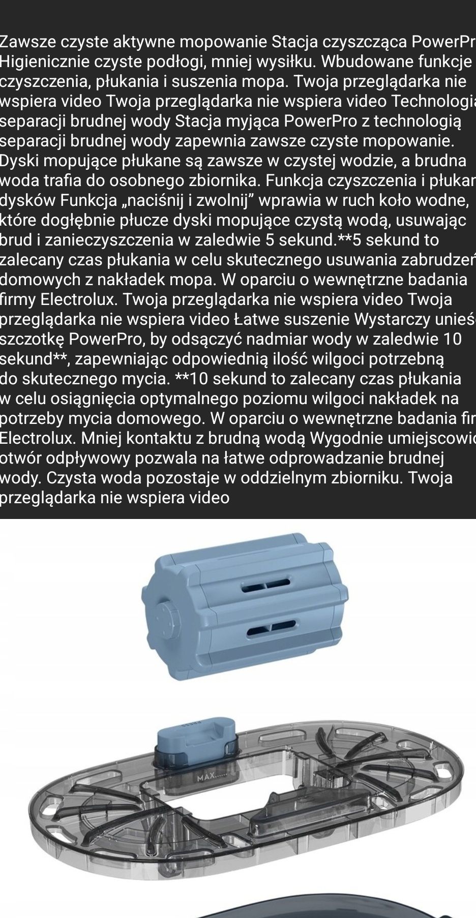 Stacja myjaca do elektrolux
