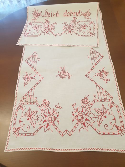 Oryginalna ręcznie haftowana makatka z lat 50.