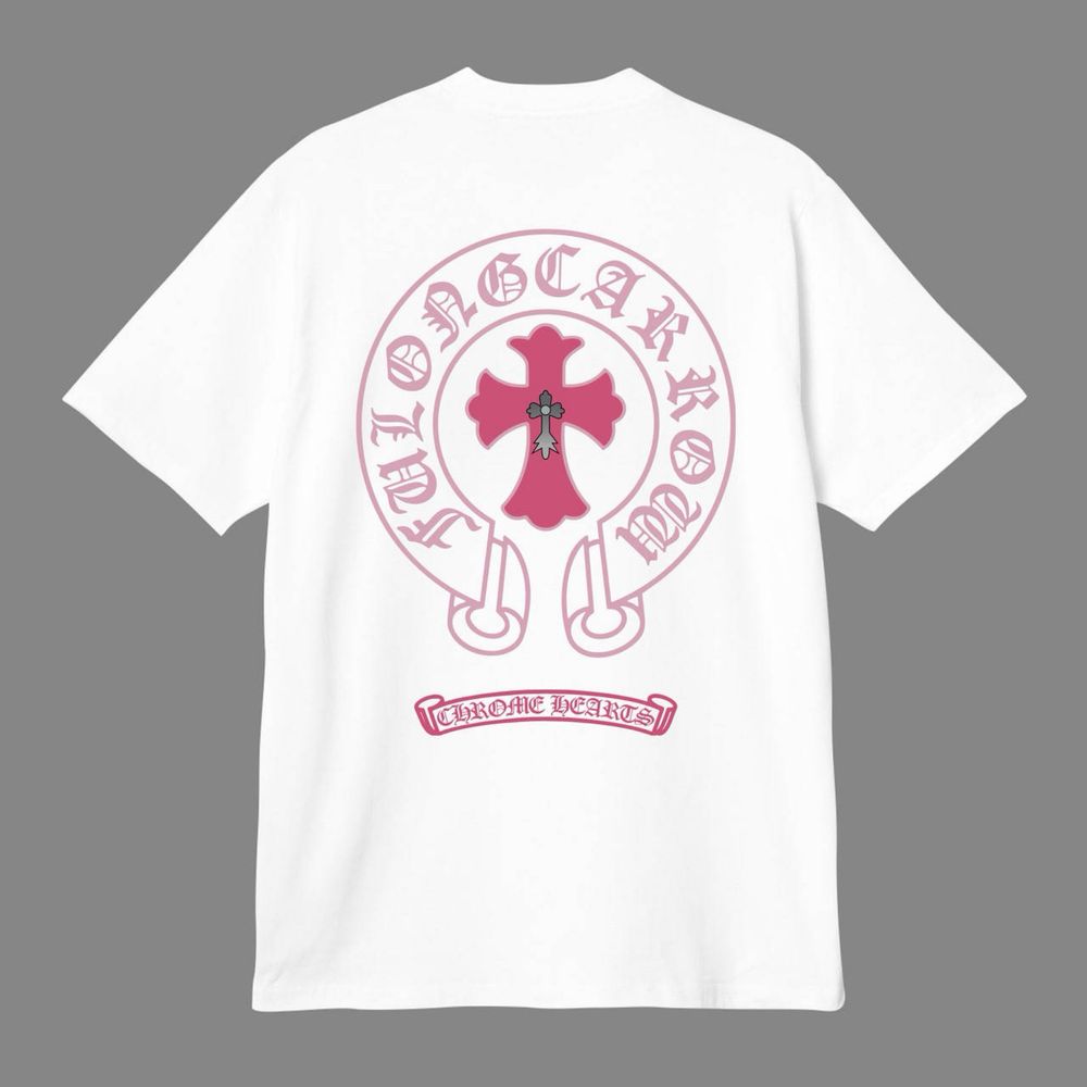 Мужская футболка Chrome Hearts Logo черная  белая унисекс Хром Хартс