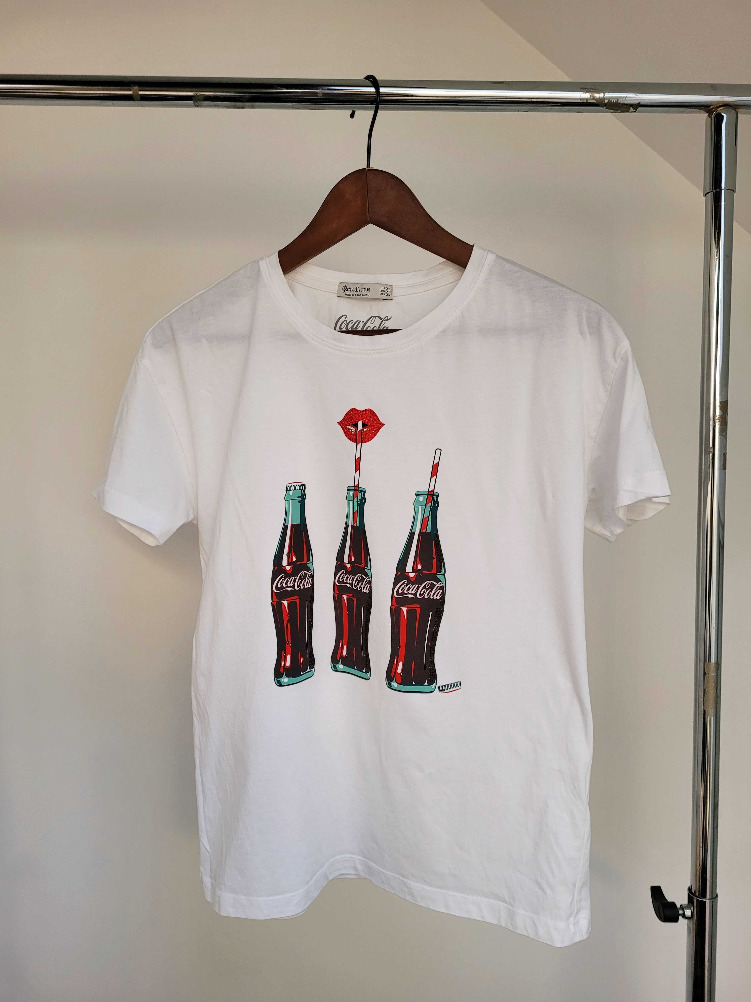 Biały tshirt koszulka w print Coca Cola