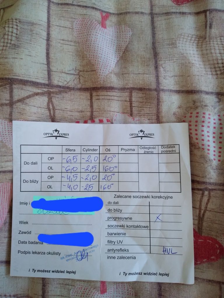 Sprzedam okulary progresywne damskie  minusy z diopriami OL-6.00,OP-6.
