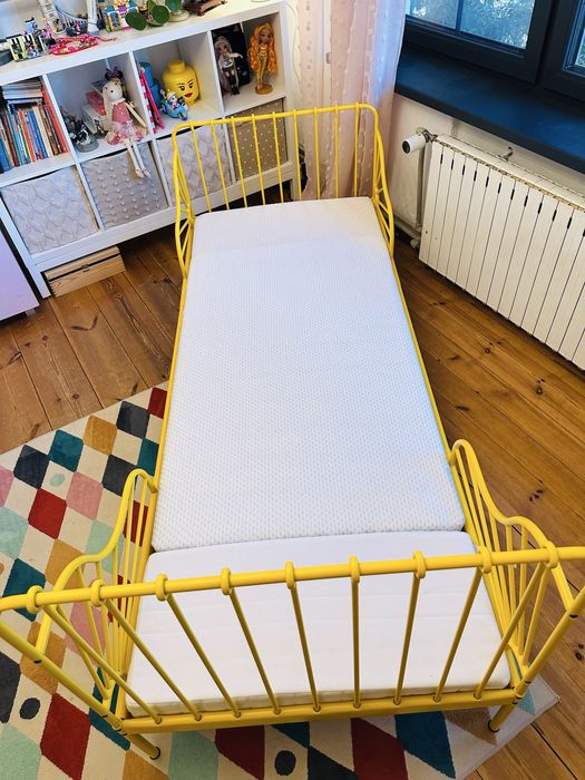 Ikea Minnen łóżko z materacem dzieciece 80x200 żółte rzadki kolor