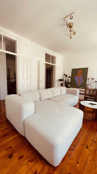 Sofá Blok Chaise Longue Cinza Kave Home