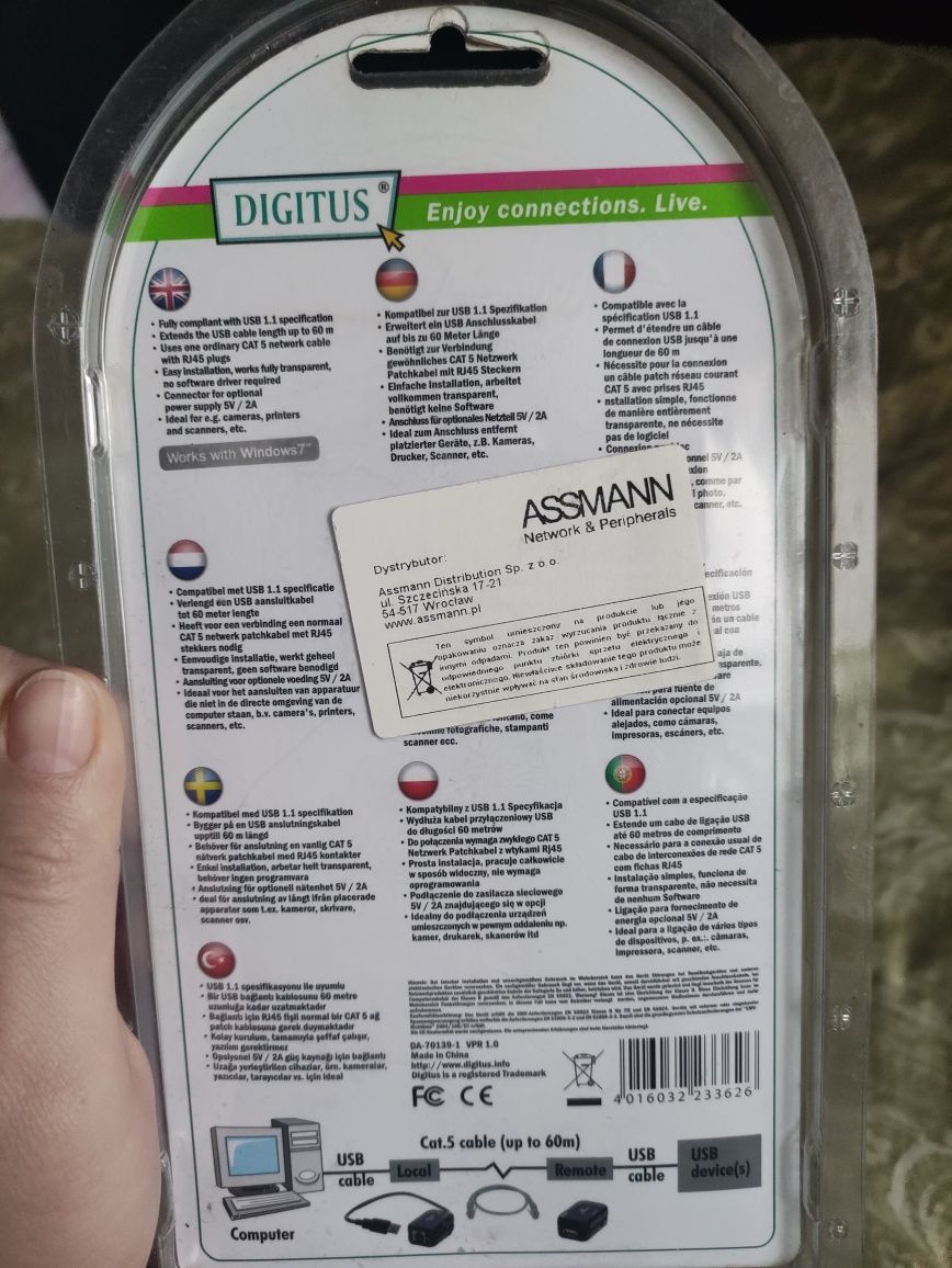 Kabel USB digitus przedłużacz USB do 60 m po skrętce