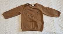 Brązowy sweter z misiem. Rozmiar 80/86. H&M