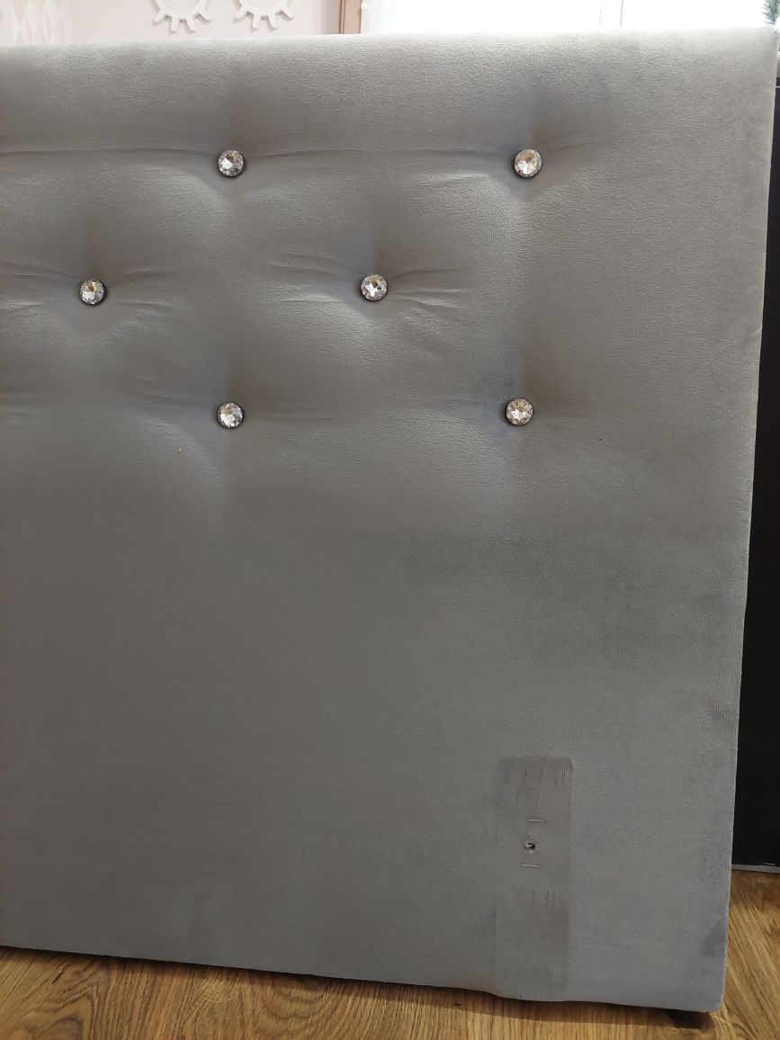 Panel tapicerowany zagłówek szary z kryształkami 115 cm