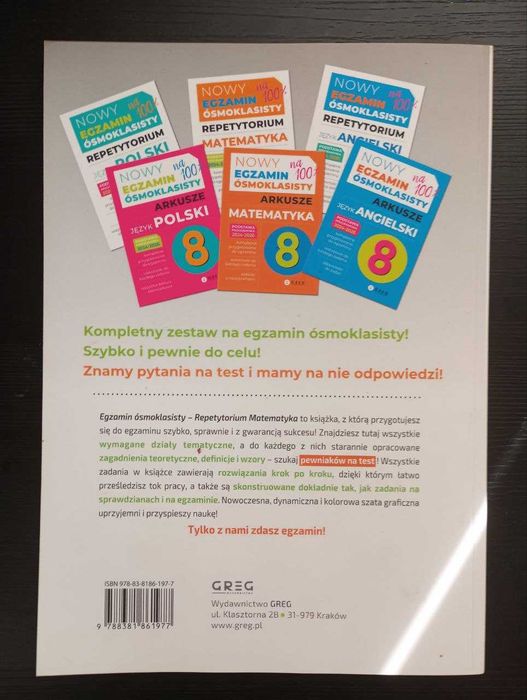 Zestaw Repetytorium Matematyka i Polski 8klas egzamin