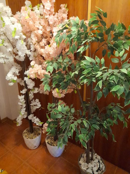 Arvore artificial para decoracao verde com vaso