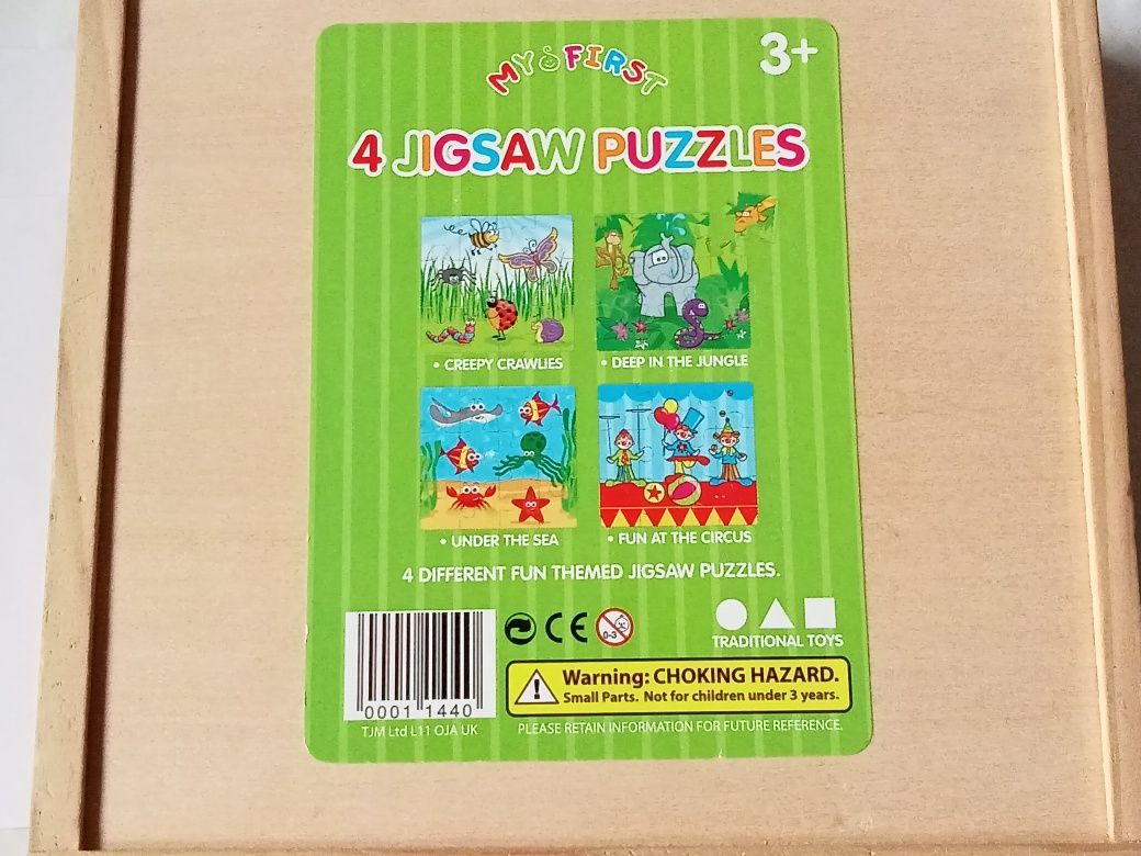 Puzzle drewniane w drewnianym pudełku 3+