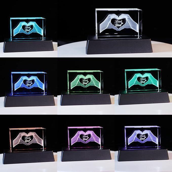 Kryształowy Prezent 3D Dla Taty – Serce W Dłoniach Z Grawerem