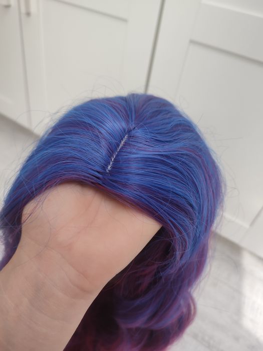 Peruka ombre gęsta piękna wysoka jakość WIG cosplay niebieska fioletow