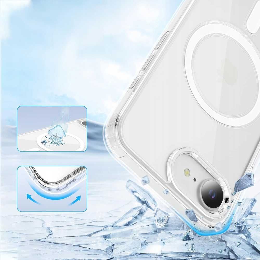 Etui Do iPhone 16e Wzmacniane MAGSAFE Clear Case+ szkło hartowane 9H