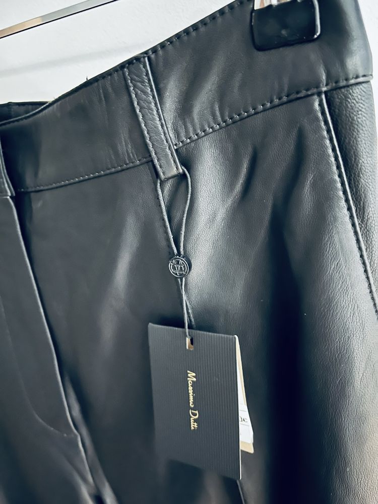 Skórzane spodnie skóra owcza nappa Massimo Dutti Leather Collection