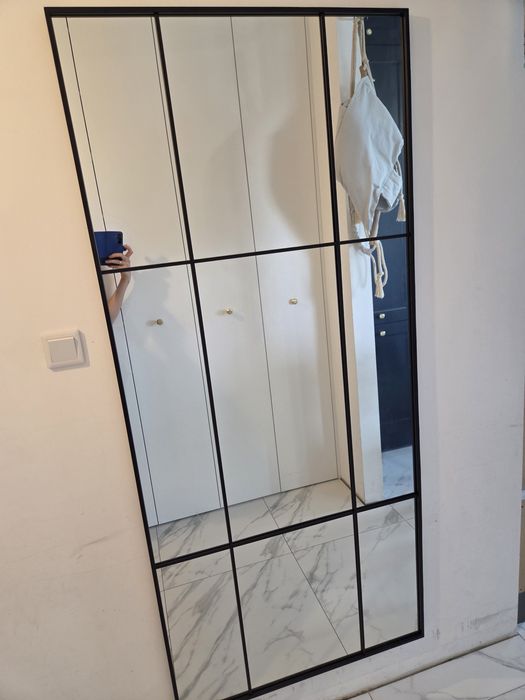 Lustro 180x80 NOWE loft w czarnej ramie szproty nowoczesne duże