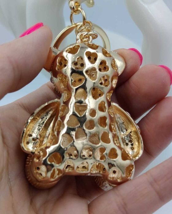 Brelok miś z cyrkoniami zawieszka do kluczy torebki modny prezent HIT