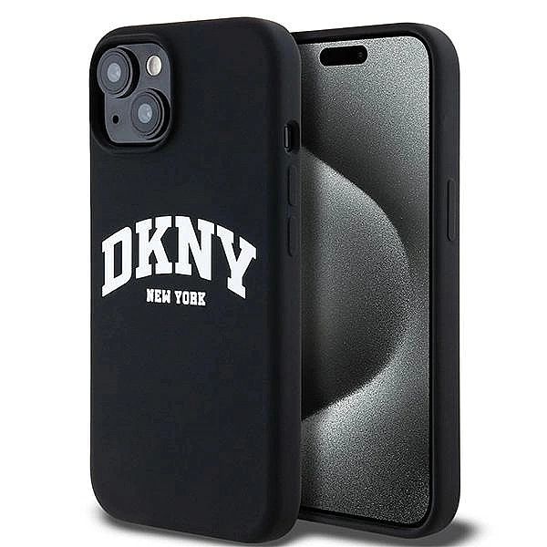 Etui DKNY Liquid Silicone White Printed Logo MagSafe na iPhone 15 Plus