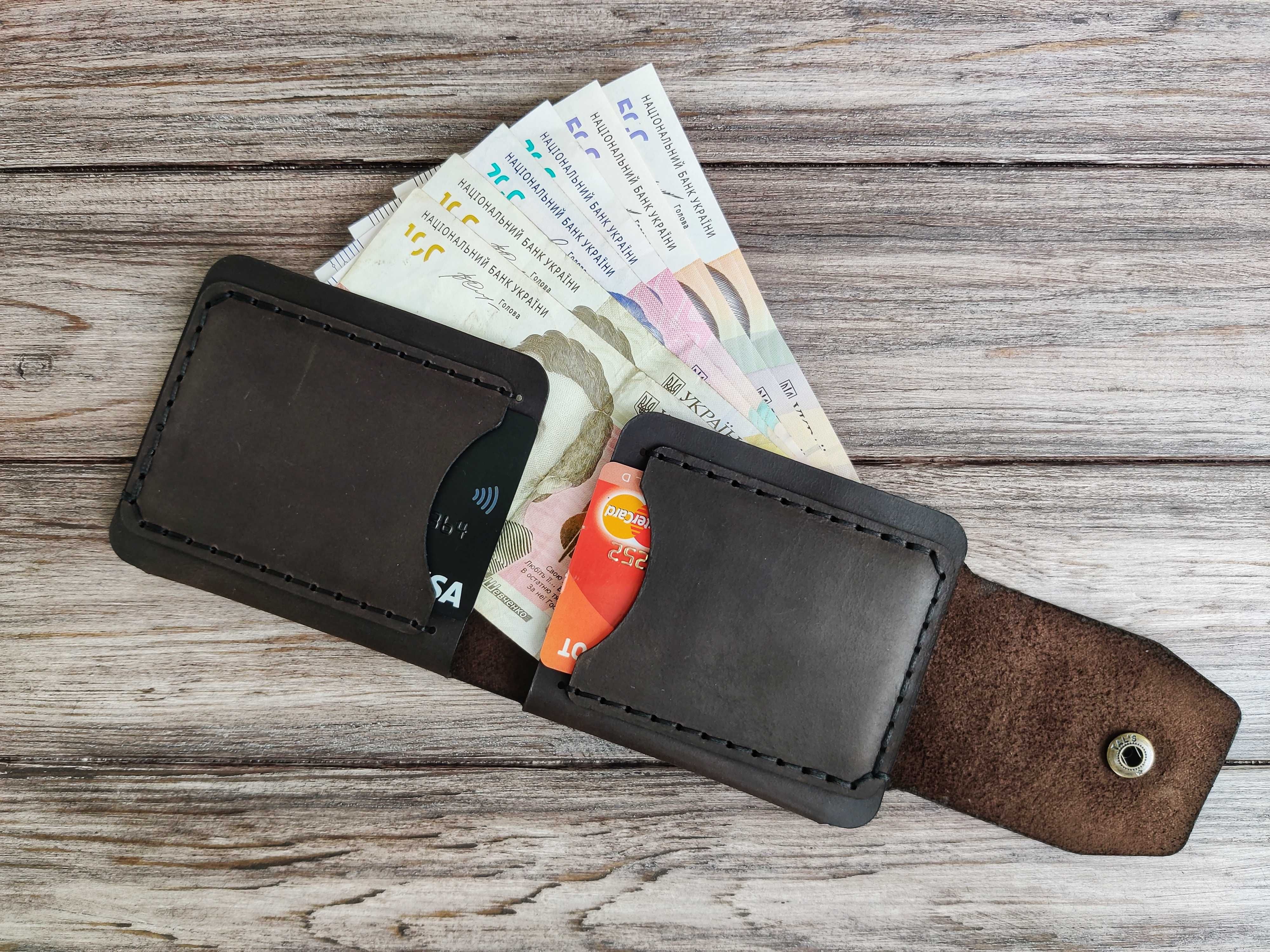 Чоловічий шкіряний гаманець мужскойкожаный кошелек портмоне компактний