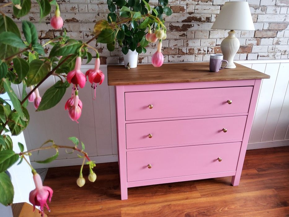 Komoda ikea hemnes rozowa drewniana leksvik szafka boho