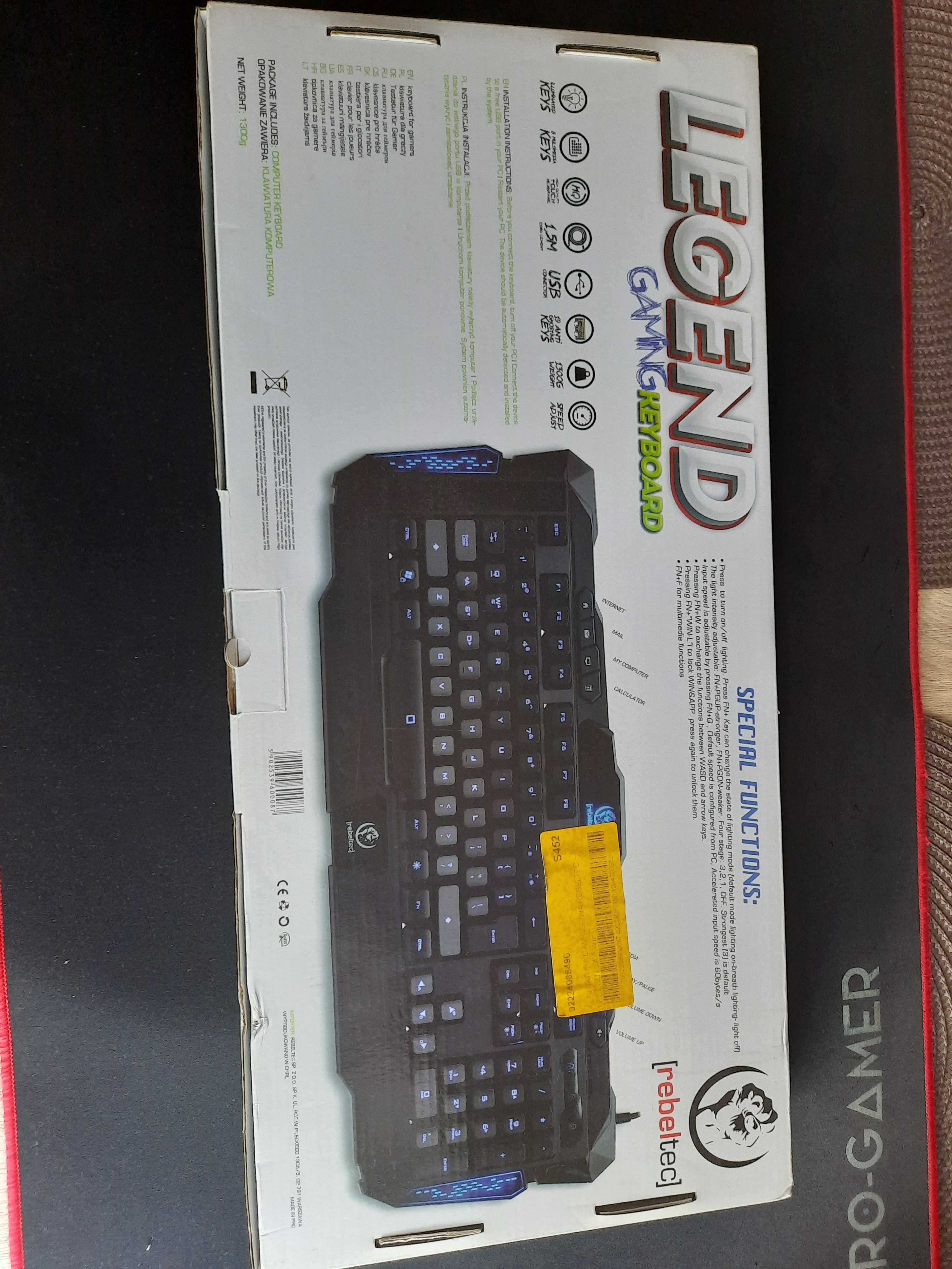 Klawiatura Keyboard Gaming RebelTec Legend kabel USB