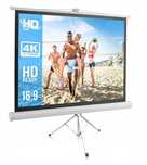 Duży EKRAN PROJEKCYJNY na statywie 200X200cm 112" HDREADY 4K