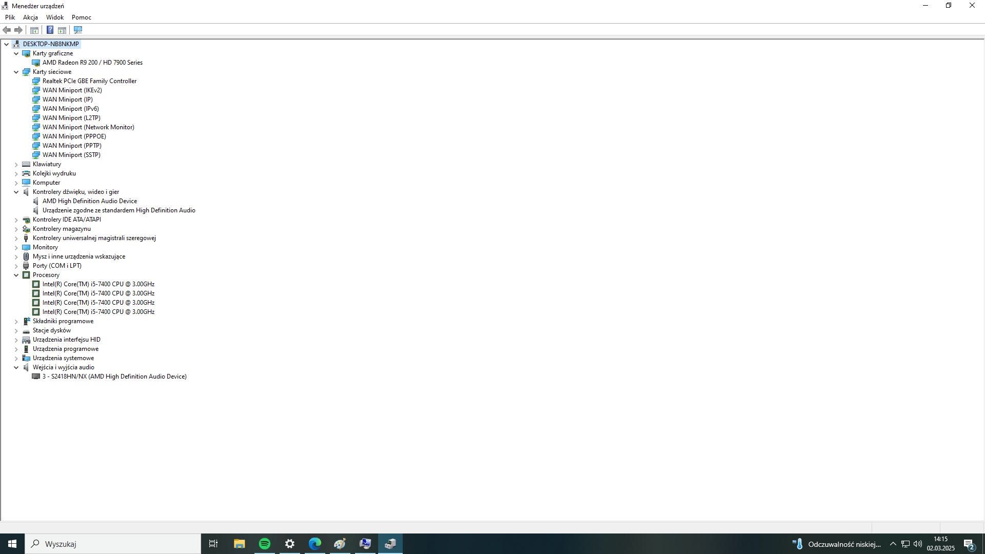 Komputer stacjonarny | Intel i5-7400 | HD 7900 Series | 16 GB RAM