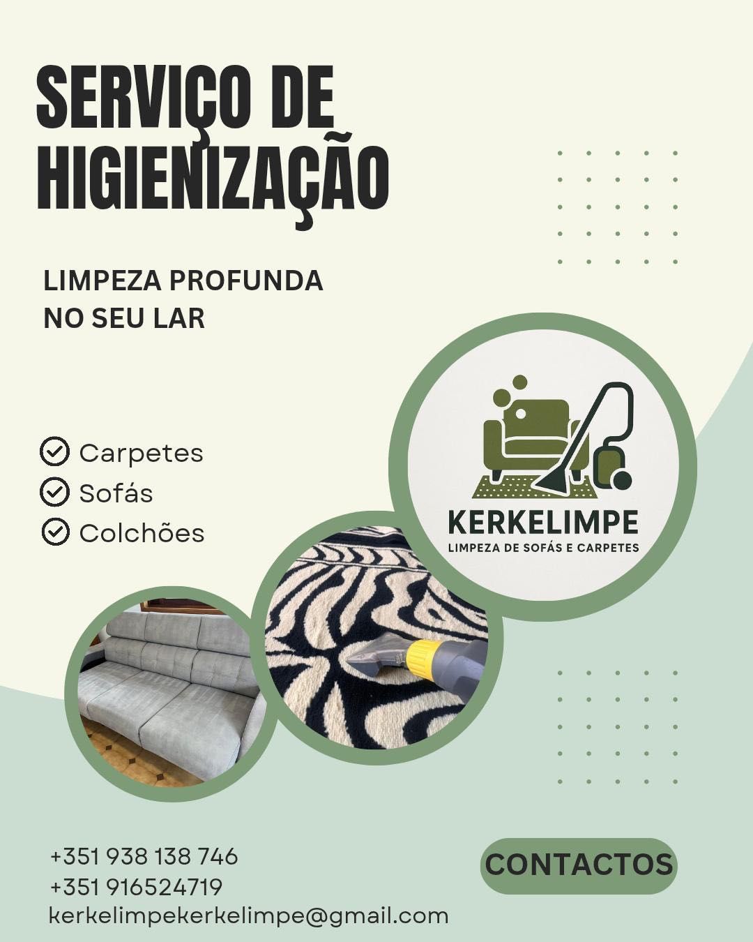 Lavagem de sofás, carpetes, colchões etc