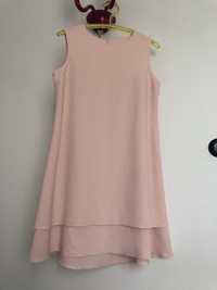 Pudrowo-różowa elegancka sukienka 42